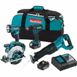 Makita 18V LXT Lithium-Ion Cordless 4-Piece Combo Kit (XT442) - Hammer Drill, Circular Saw, Reciprocating Saw & Flashlight thumbnail 1
