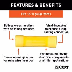 CURT Butt Connectors, 12-10 Gauge Wire, Yellow, 100-Pack thumbnail 2
