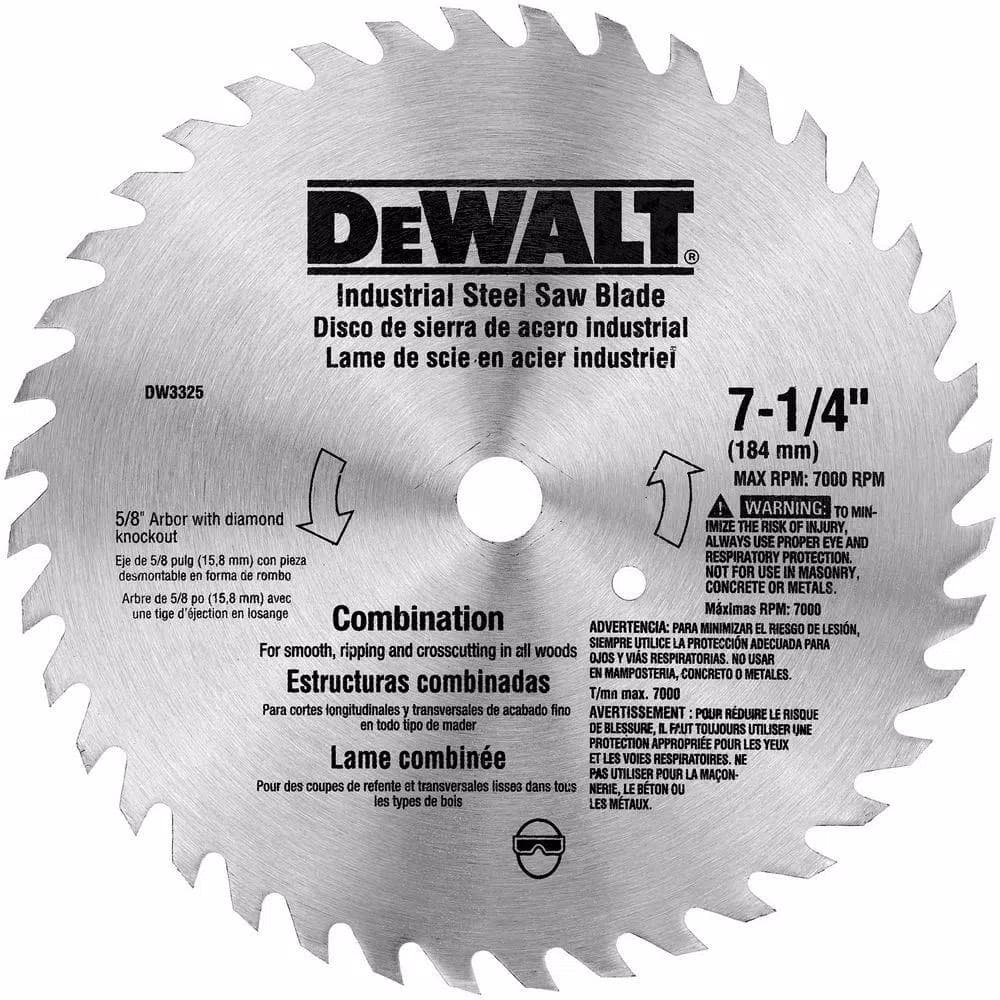 DEWALT 7-1/4 in. 40-Teeth Steel Combo Circular Saw Blade