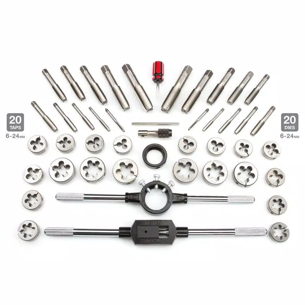 TEKTON 45-Piece Metric Tap and Die Set, Tungsten Alloy High Speed Steel