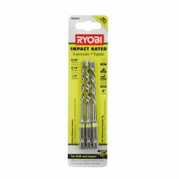RYOBI 3-Piece Impact Rated Masonry Drill Bit Set, 1/4 in. Hex Shank thumbnail 1