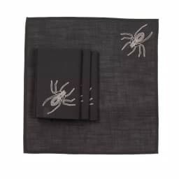 Xia Home Fashions Halloween Spider Web Embroidered Napkins, Black (Set of 4) thumbnail 1