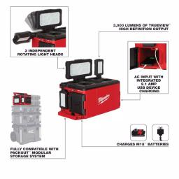 Milwaukee M18 PACKOUT 3000 Lumens LED Light with Built-In Charger thumbnail 2