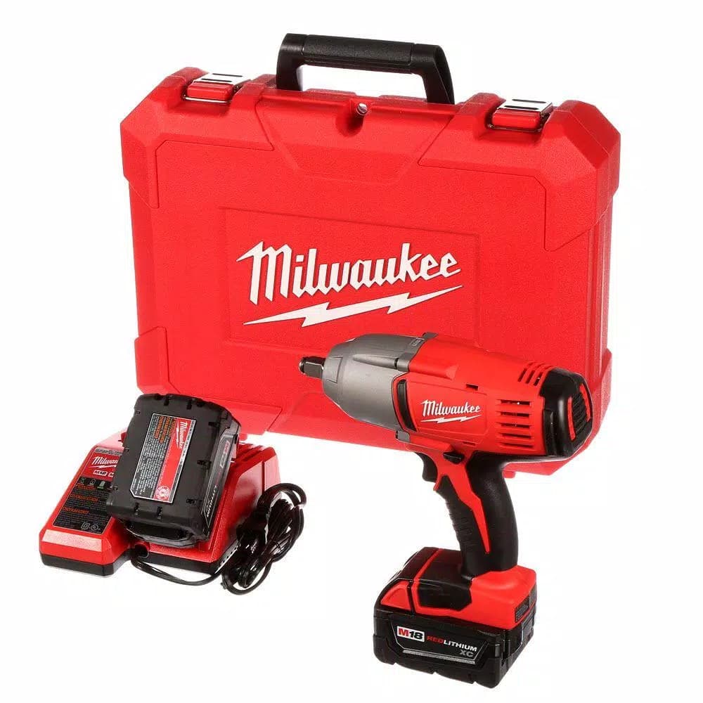 Milwaukee M18 1/2 in. High-Torque Cordless Impact Wrench Kit with (2) 3.0 Ah Batteries, Charger, and Hard Case