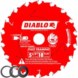 Diablo 5-3/8 in. 18-Tooth Fast Framing Circular Saw Blade with Bushings thumbnail 1