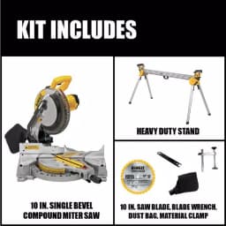 DEWALT 10 in. 15 Amp Corded Compound Single Bevel Miter Saw with Heavy-Duty Miter Saw Stand Bundle thumbnail 2
