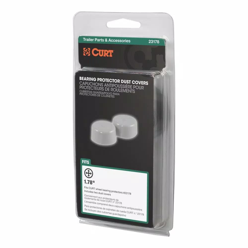 CURT 1.78" Bearing Protector Dust Covers, Gray Plastic (2-Pack)