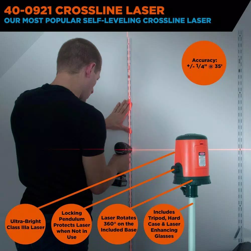 Johnson Self-Leveling Cross-Line Laser Level Kit with Tripod and Carrying Case