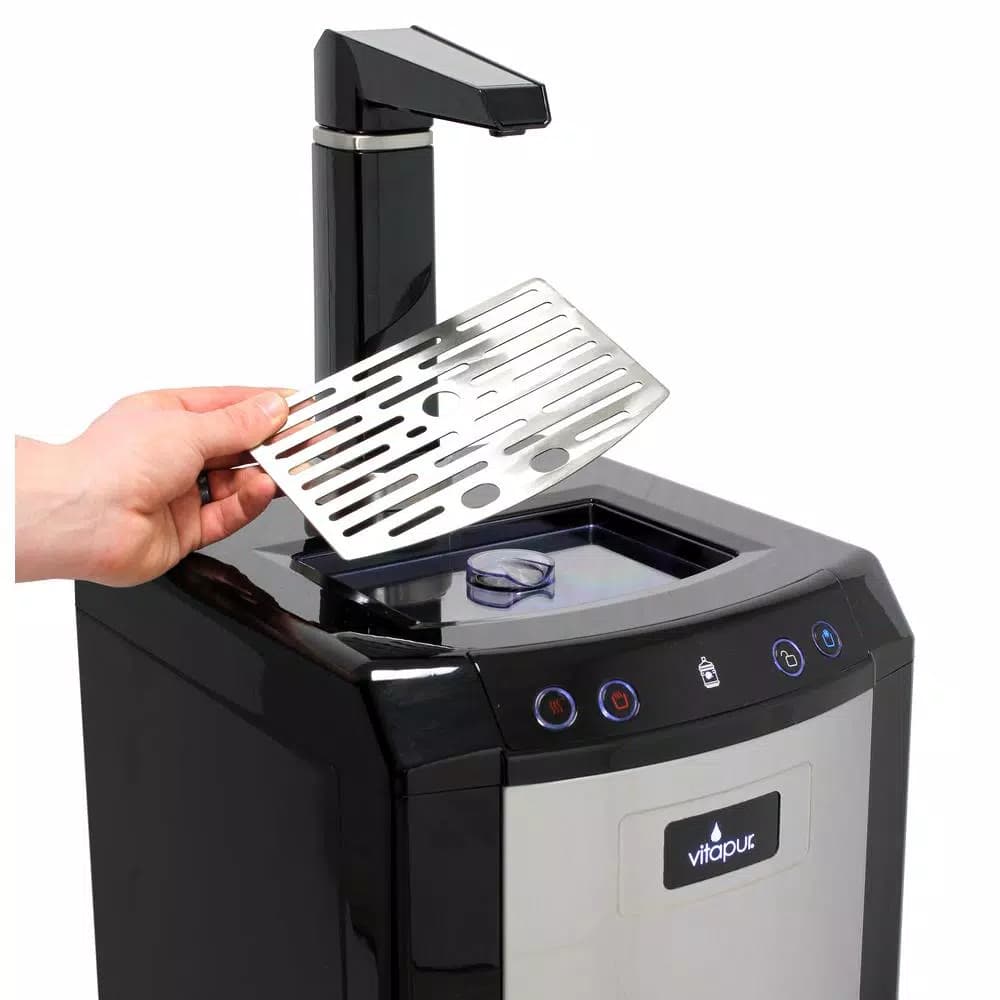 Vitapur Bottom Loading Water Cooler Dispenser with Kettle Feature, Hot/Room/Cold, Stainless Steel & Black
