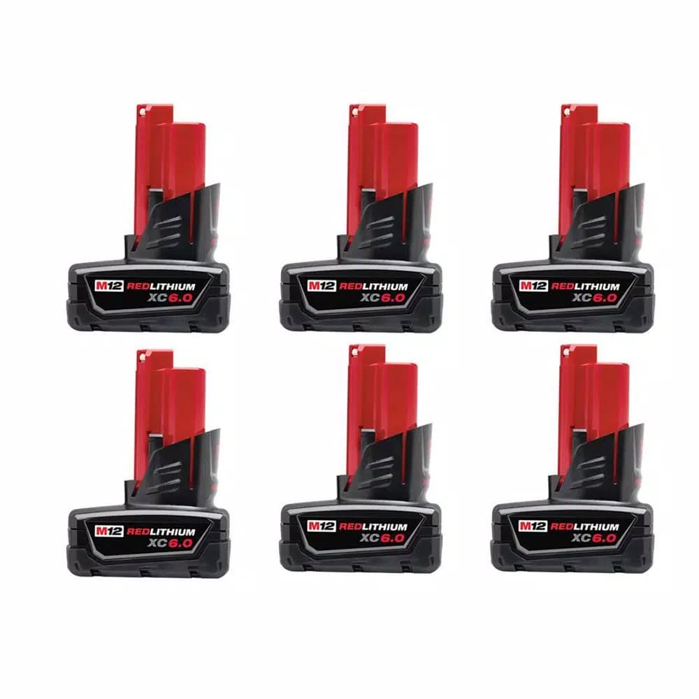 Milwaukee M12 REDLITHIUM XC 6.0Ah Extended Capacity Battery Pack, 12V Lithium-Ion (6-Pack)