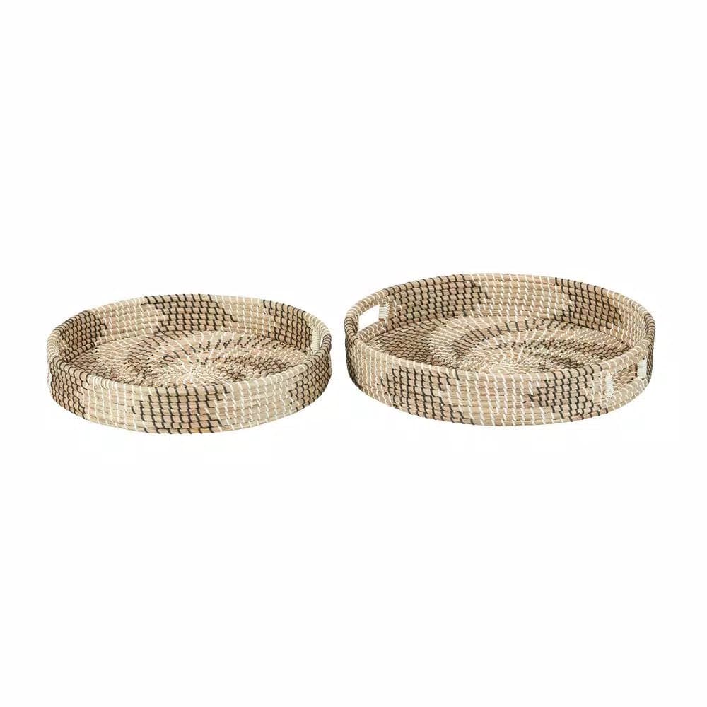 Home Decorators Collection Seagrass Wicker Round Decorative Trays, Set of 2