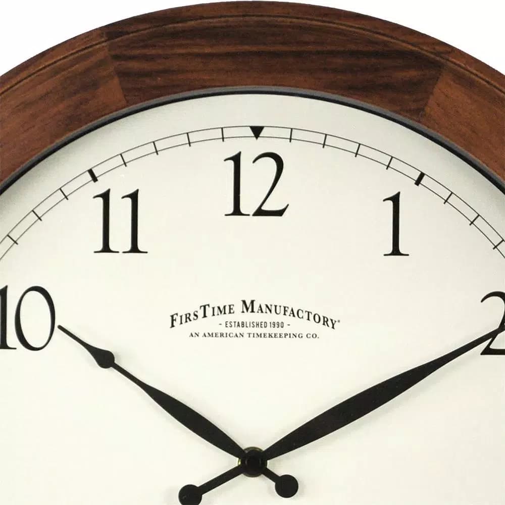 FirsTime 16 in. Walnut Wood Garrison Wall Clock