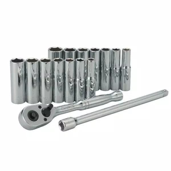 Stanley 1/4 in. Drive 6-Point Socket Set, 16-Piece Ratchet and Socket Set