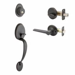 Copper Creek Mid Century Modern Tuscan Bronze Front Door Handleset with Zane Contemporary Lever Trim thumbnail 1