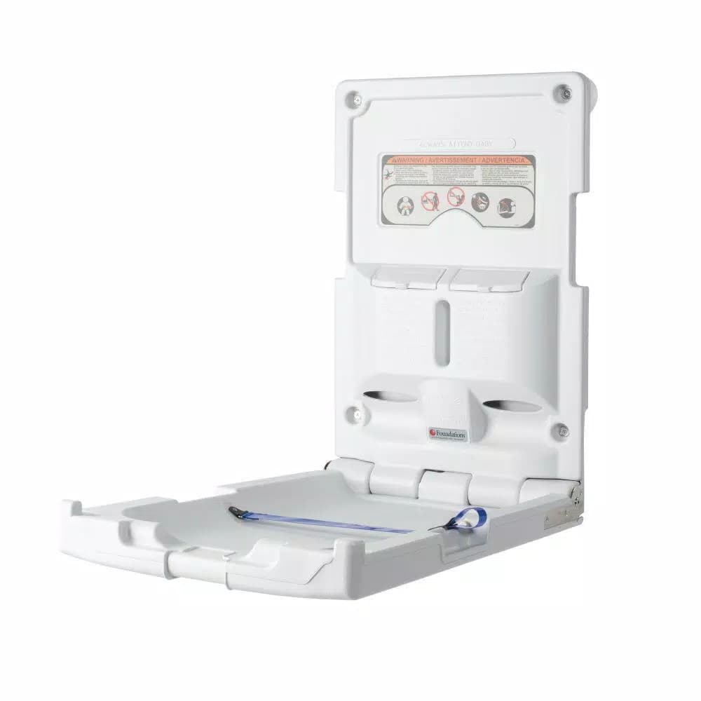 Foundations Classic Vertical Baby Changing Station, High-Density Polyethylene, Light Gray