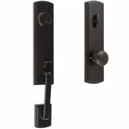 Delaney Briona Black Single Cylinder Deadbolt Entry Door Handleset with Santo Mushroom Style Interior Knob thumbnail 1