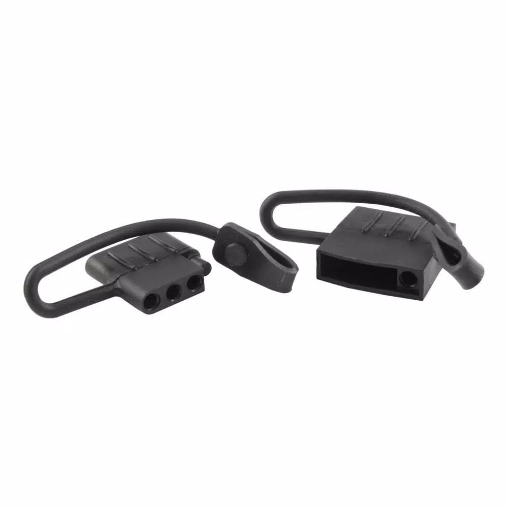 CURT 4-Way Flat Connector Dust Cover Set - Black Rubber Trailer Plug and Socket Covers