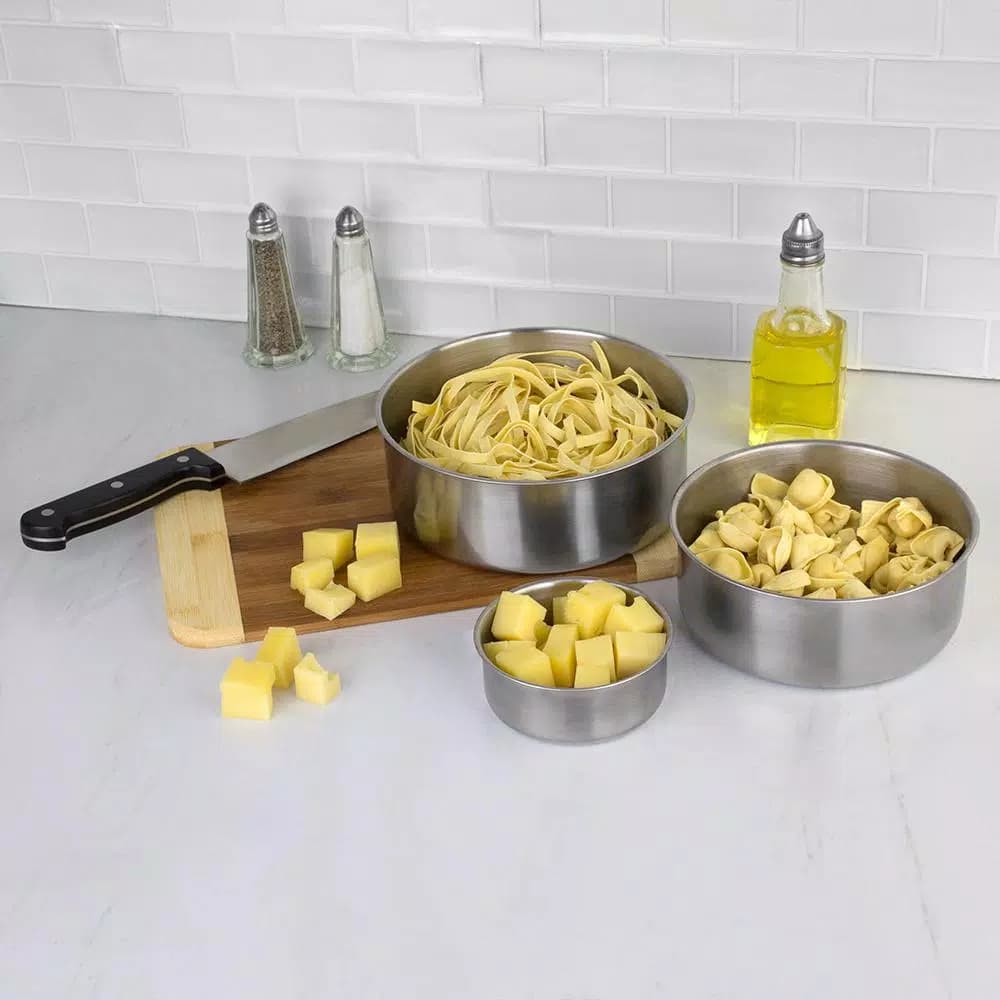 Unbranded Brushed Stainless Steel Food Storage Container Set, 5-Piece Silver Set