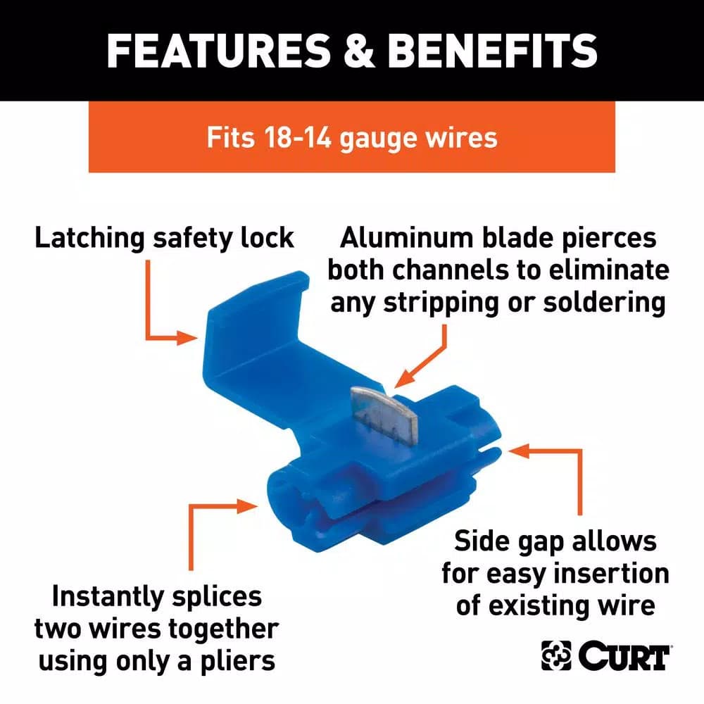 CURT Snap Lock Tap Connectors, 18-14 Gauge Wire, 100-Pack