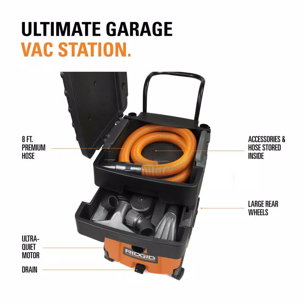 RIDGID 11 Gal. 6.5 Peak HP Smart Cart Wet/Dry Shop Vacuum with Fine Dust Filter