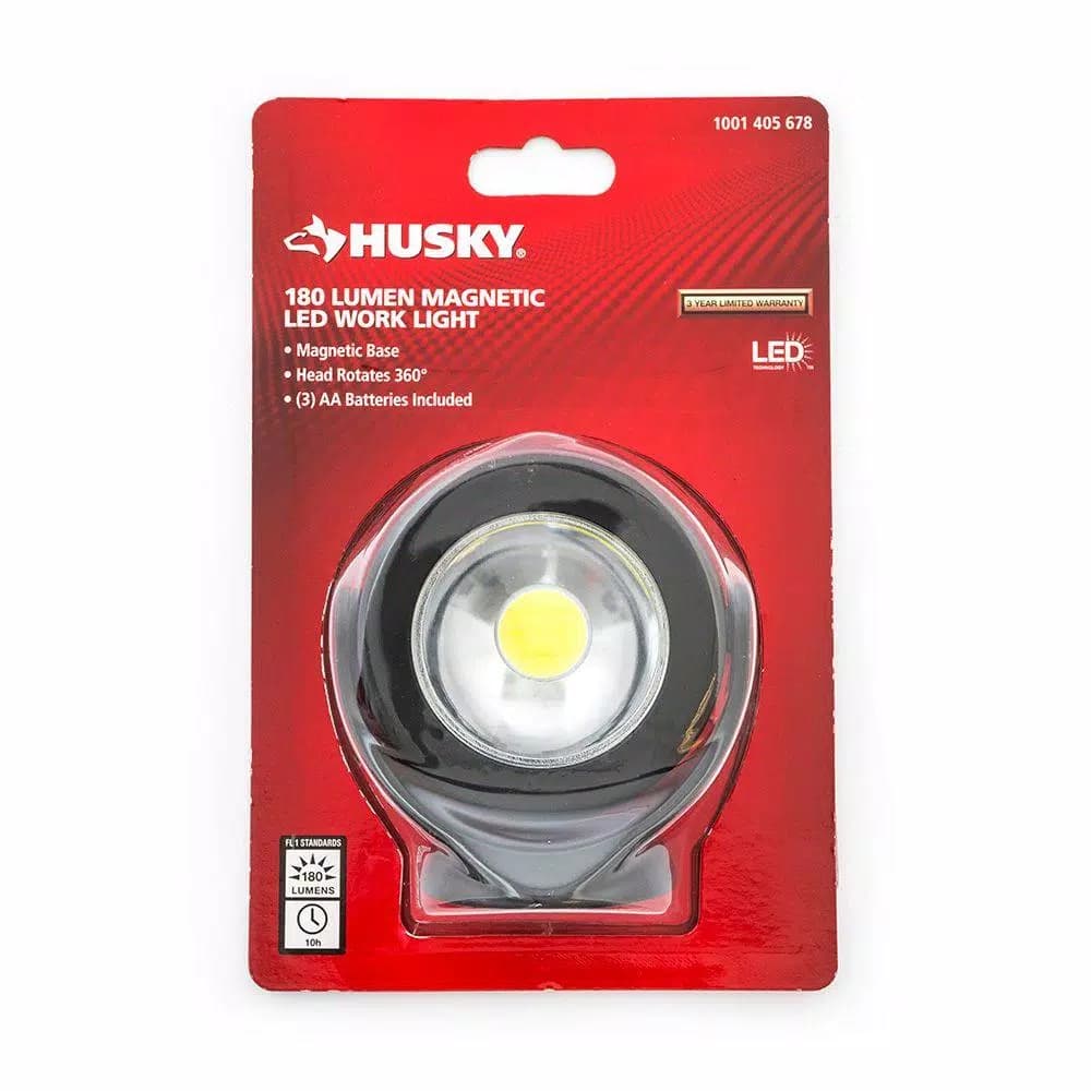 Husky Magnetic LED Work Light, 180 Lumens, 360° Pivoting Head