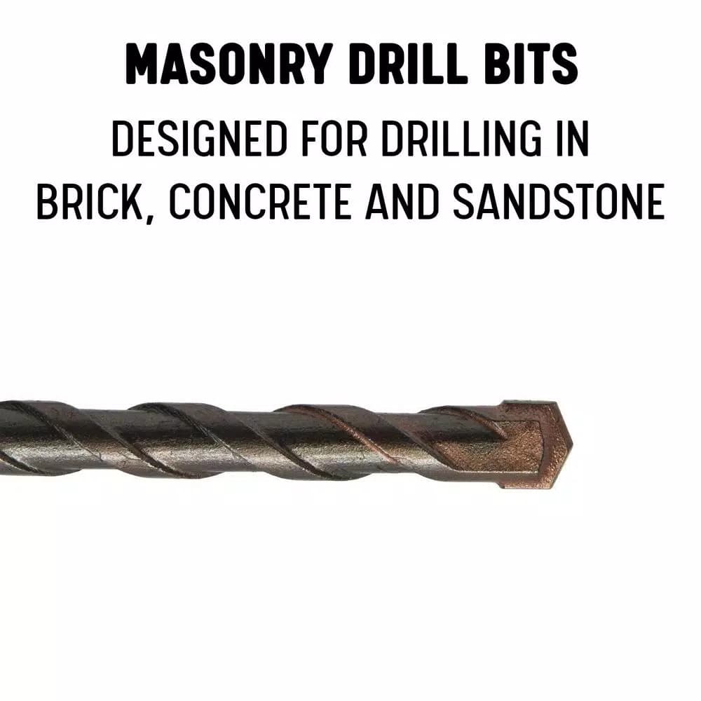 Drill America 5-Piece Carbide Tipped SDS-Plus Masonry Hammer Drill Bit Set, 1/4 in. - 1/2 in.