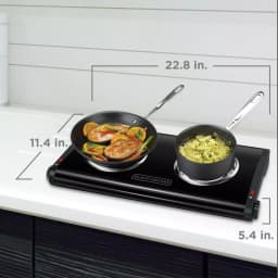 BLACK+DECKER 2-Burner 12 in. Black Hot Plate with Dual Temperature Controls thumbnail 5