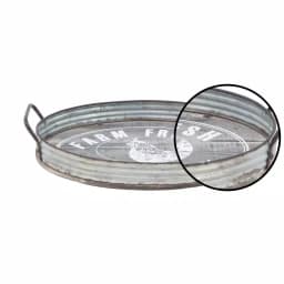 LITTON LANE Distressed Silver Galvanized Iron Decorative Trays with Handles, Set of 2 thumbnail 3