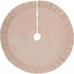 VHC Brands 55 in. Carol Khaki Tan & Winter Floral Ruffled Farmhouse Christmas Tree Skirt thumbnail 2