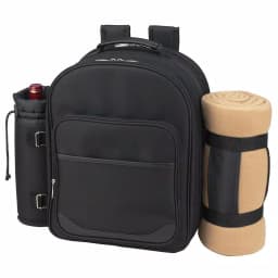 Unbranded Deluxe 2-Person Picnic Backpack with Blanket and 20-Piece Accessory Set - Black/London Plaid thumbnail 2