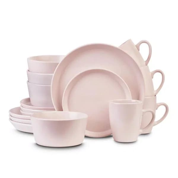 STONE LAIN 32-Piece Pink Stoneware Dinnerware Set, Service for 8