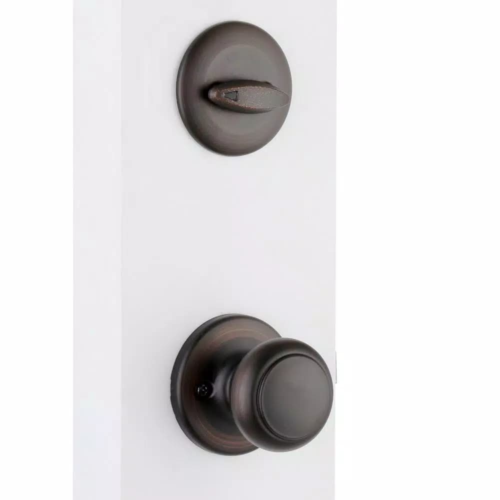 Kwikset Belleview Venetian Bronze Single Cylinder Handleset with Cove Knob and SmartKey Security