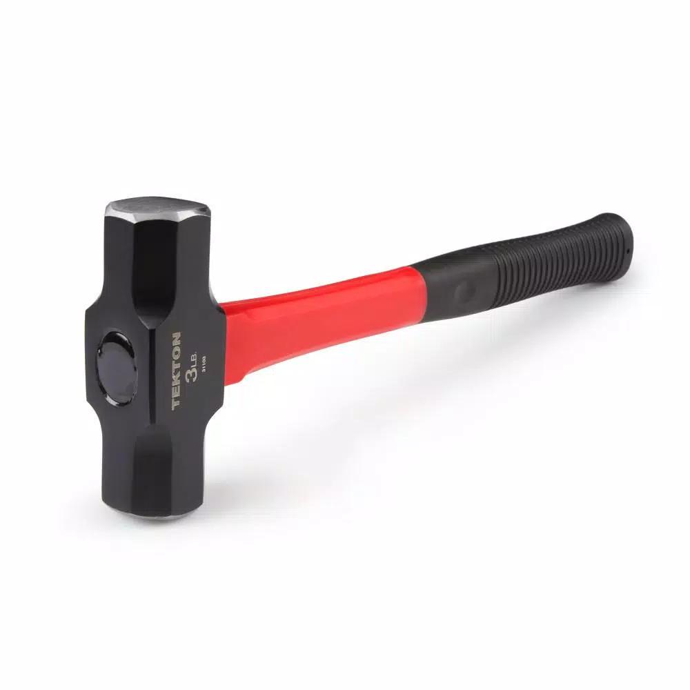 TEKTON 3 lb. Sledge Hammer with 15.375 in. Fiberglass Handle