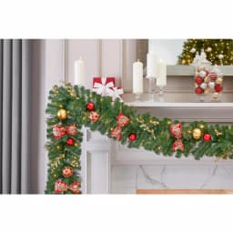 Home Accents Holiday Royal Easton 12 ft. Pre-Lit Artificial Christmas Garland with 70 Warm White LED Lights thumbnail 3