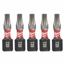 Milwaukee SHOCKWAVE Torx T20 1 in. Impact Duty Steel Screwdriver Bits, 5-Pack thumbnail 1