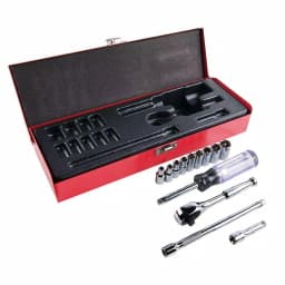 Klein Tools 1/4 in. Drive 13-Piece Socket Wrench Set with Hinged Metal Storage Box thumbnail 1