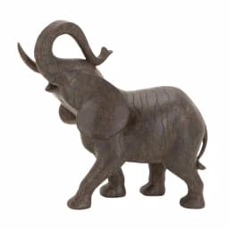 LITTON LANE 10 x 12 in. Decorative Elephant Sculpture - Cracked Dark Brown Clay Finish Polystone Statuary thumbnail 2