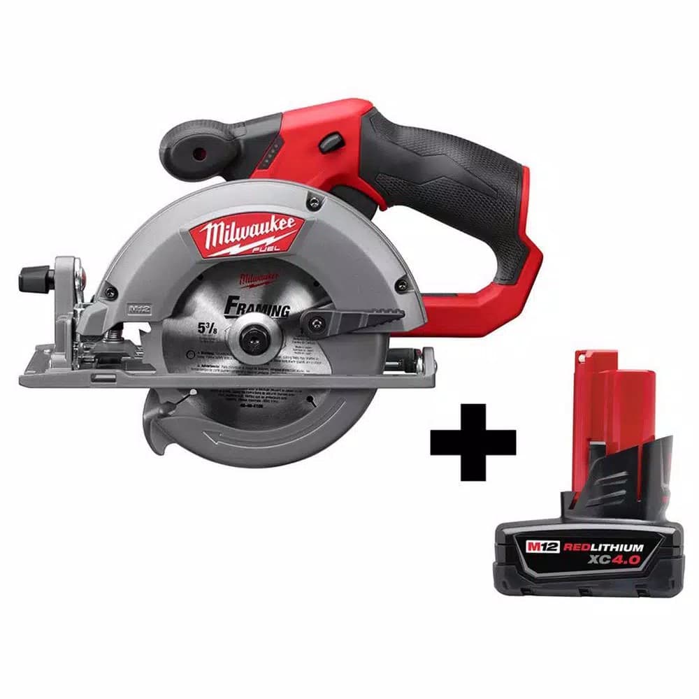Milwaukee M12 FUEL 5-3/8 in. Brushless Cordless Circular Saw with 4.0 Ah Battery