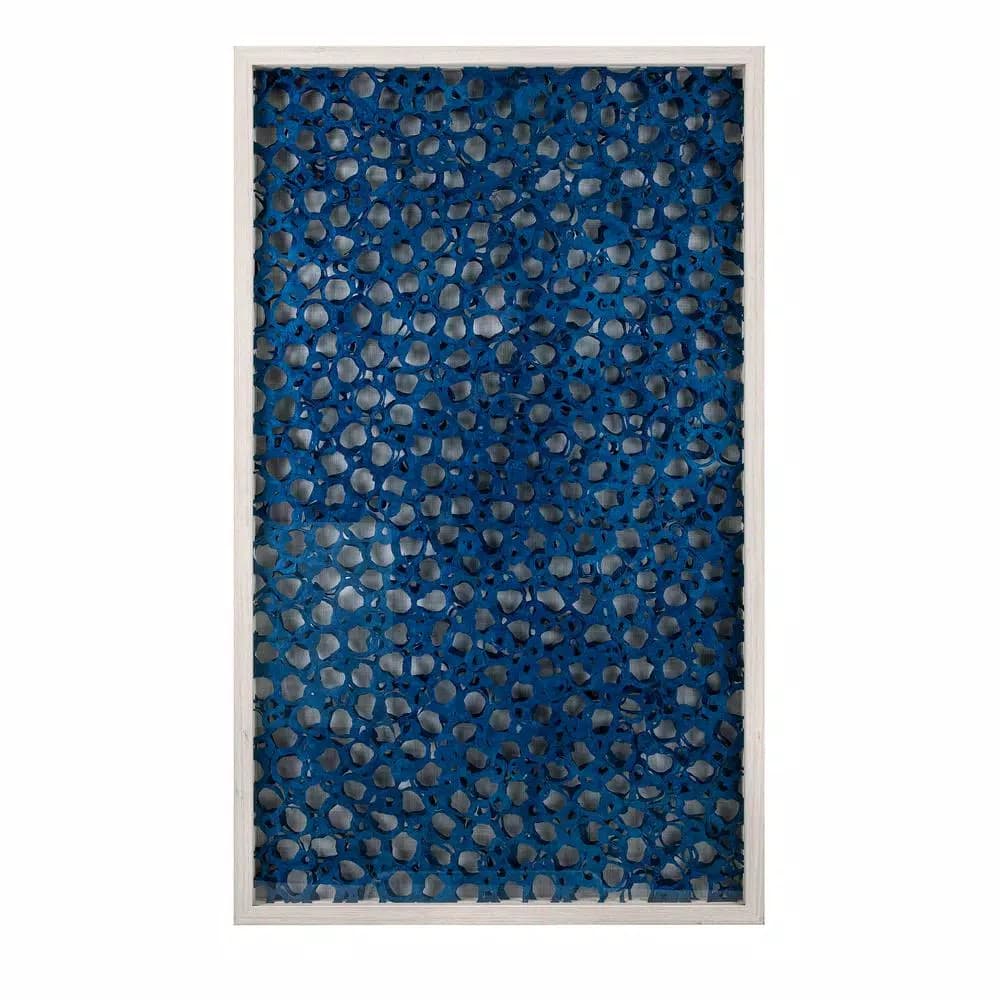 Unbranded Anju Paper Art Shadowbox - Indigo Blue and White Handmade Art with Modern Metal Frame