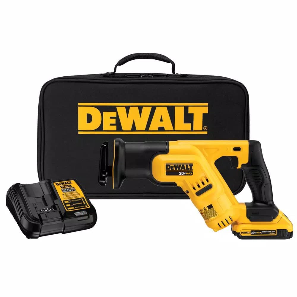 DEWALT 20V MAX Cordless Compact Reciprocating Saw Kit with (2) 20V Batteries (2.0Ah & 5.0Ah) and Charger