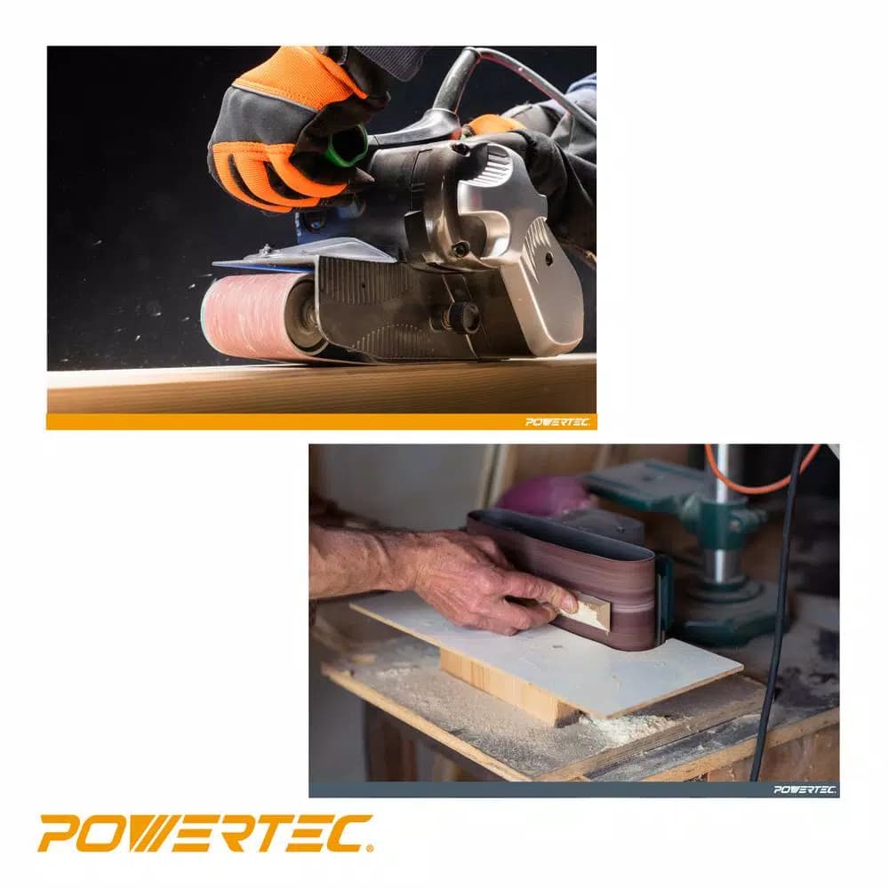 POWERTEC 100-Grit Aluminum Oxide Sanding Belts, 3 in. x 18 in. (10-Pack)