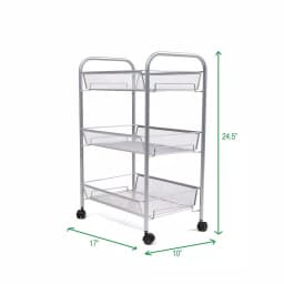 Mind Reader 3-Tier Rolling Silver Metal Mesh Storage Cart with 360° Casters thumbnail 6