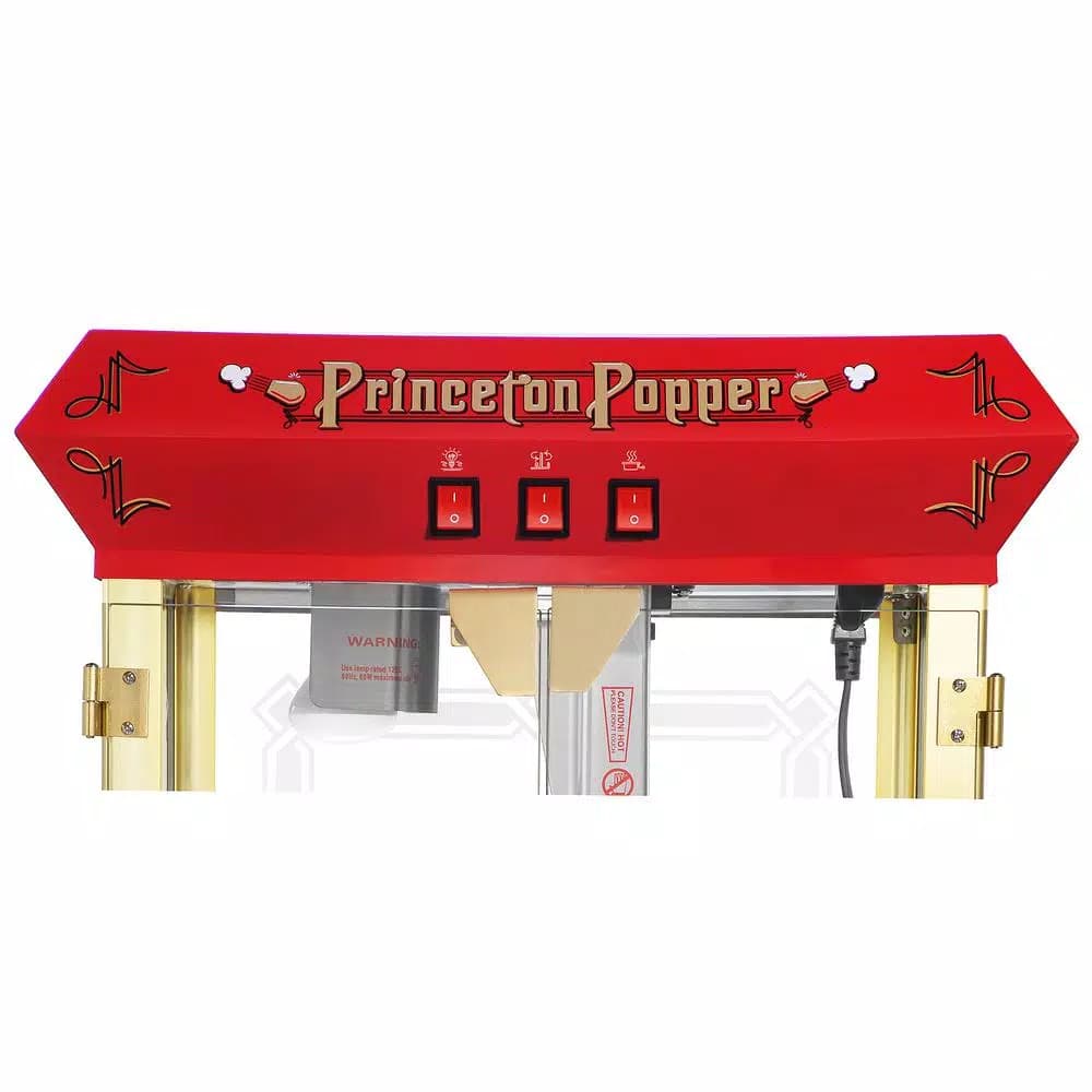 Great Northern Princeton 8 oz. Antique Red Popcorn Machine with Cart, Commercial Quality Oil Popper