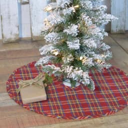 VHC Brands 21 in. Galway Barn Red Rustic Plaid Christmas Mini Tree Skirt thumbnail 3