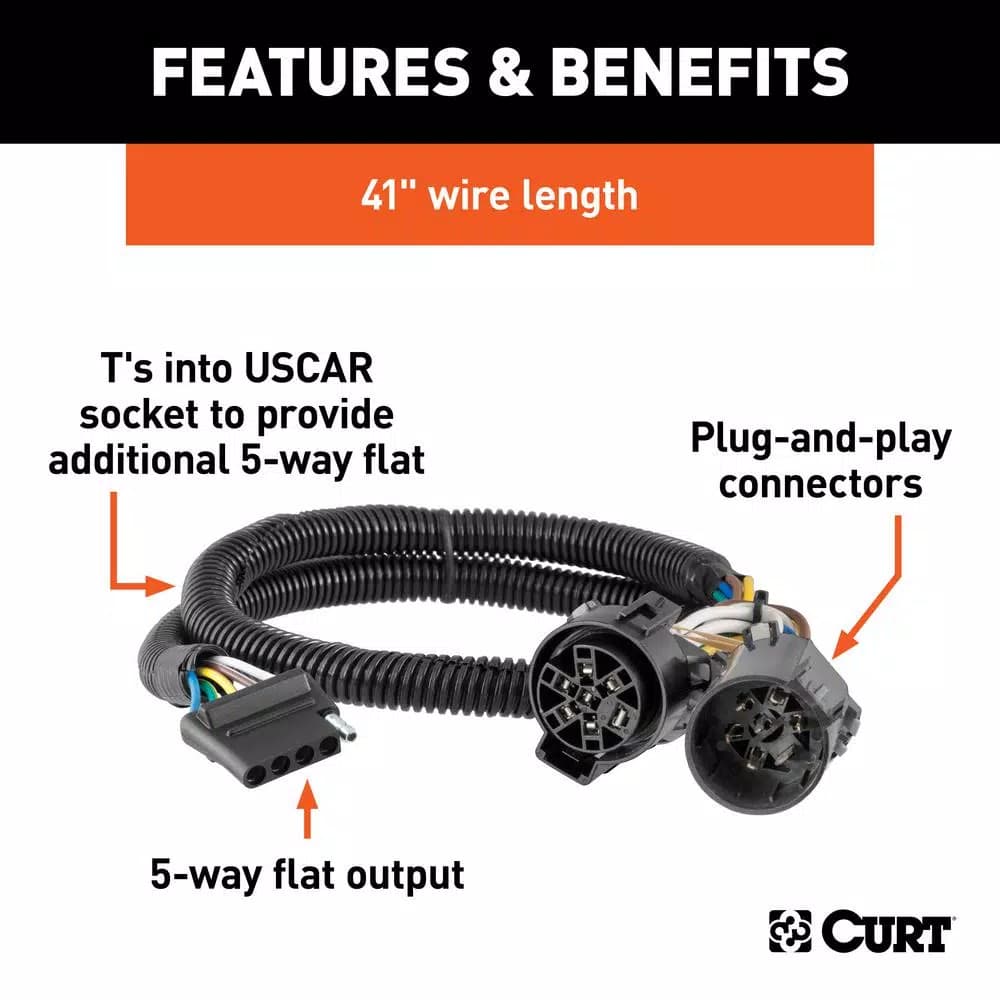 CURT 5-Way Flat Trailer Connector Kit - Replacement OE USCAR Socket