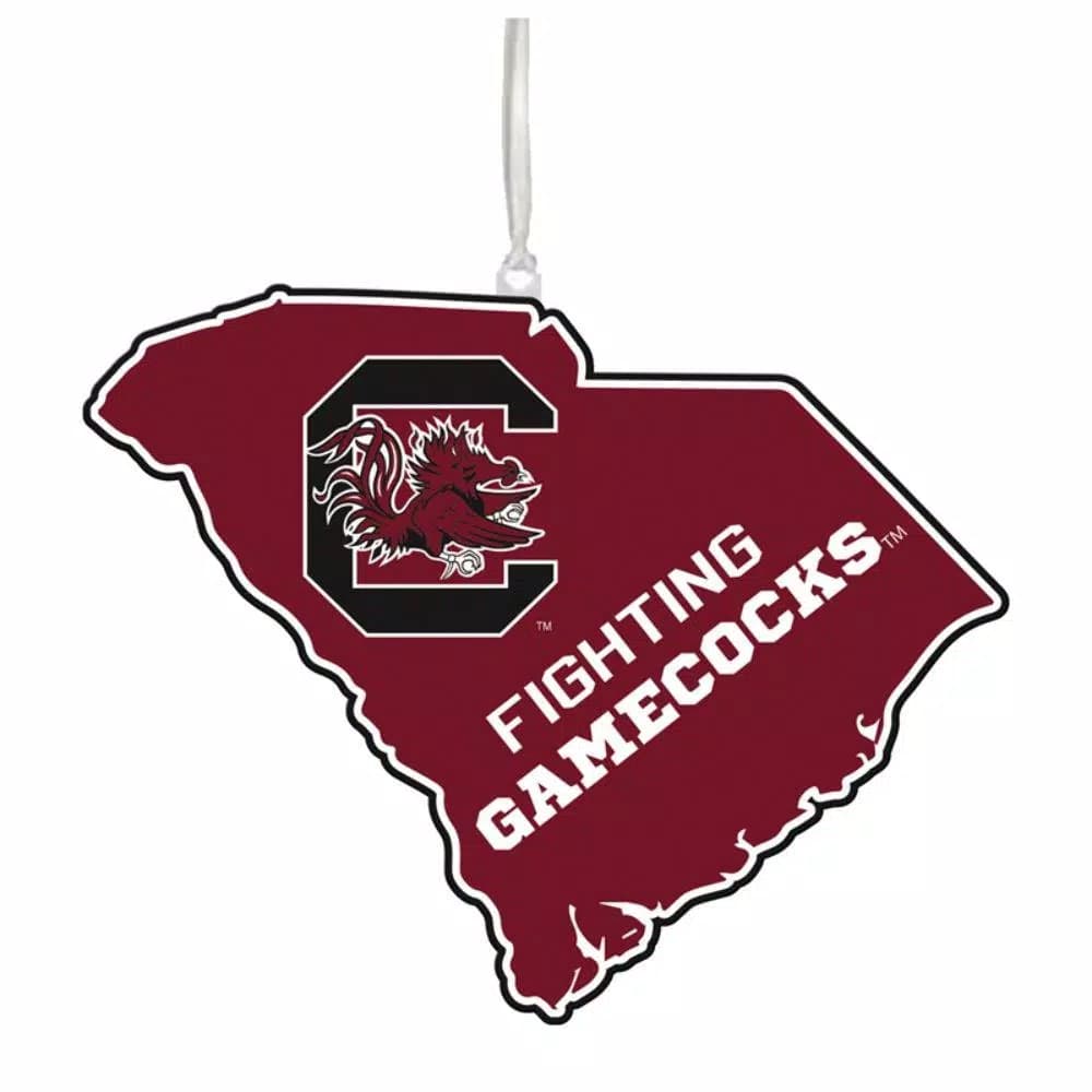 Team Sports America University of South Carolina NCAA Team State Wood Christmas Ornament