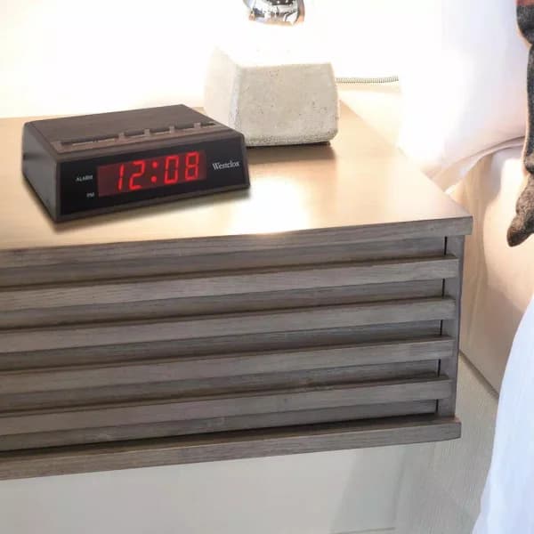 Westclox Woodgrain LED Digital Alarm Clock, Rustic Brown