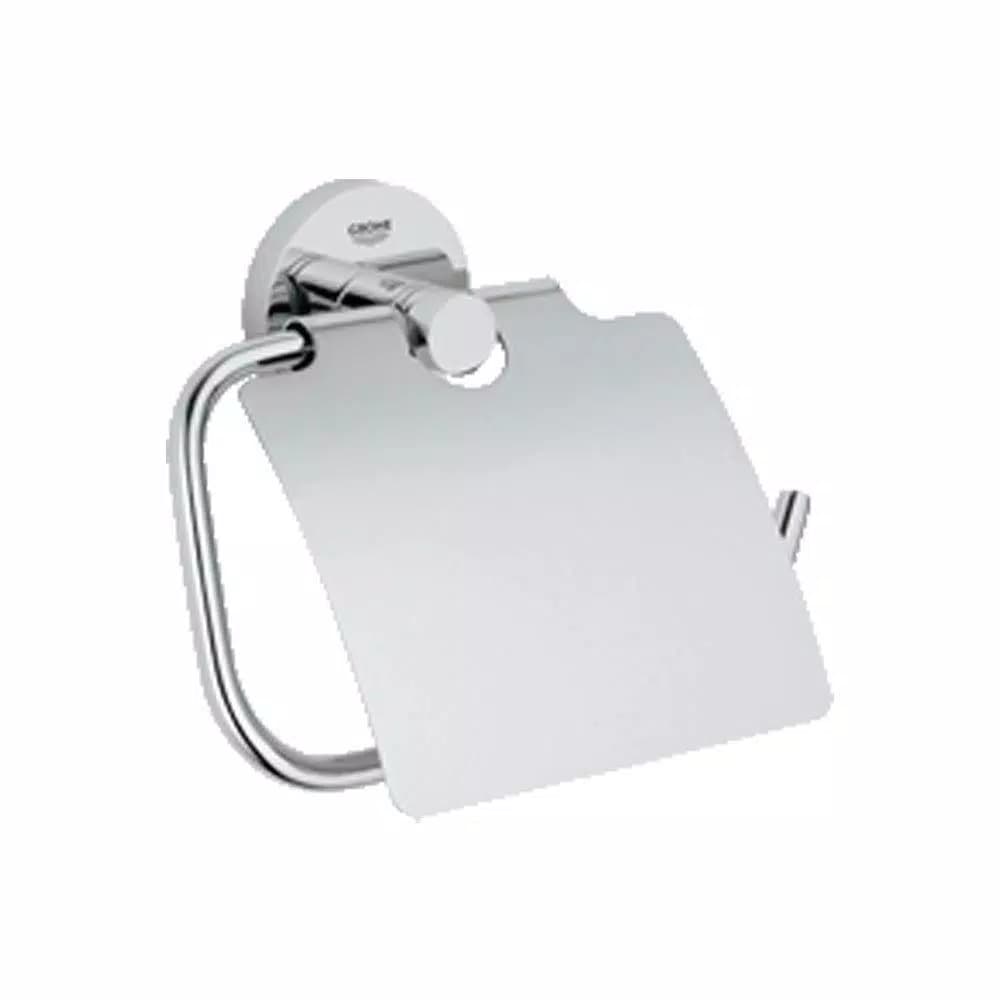 GROHE Essentials Single Post Toilet Paper Holder with Cover, StarLight Chrome