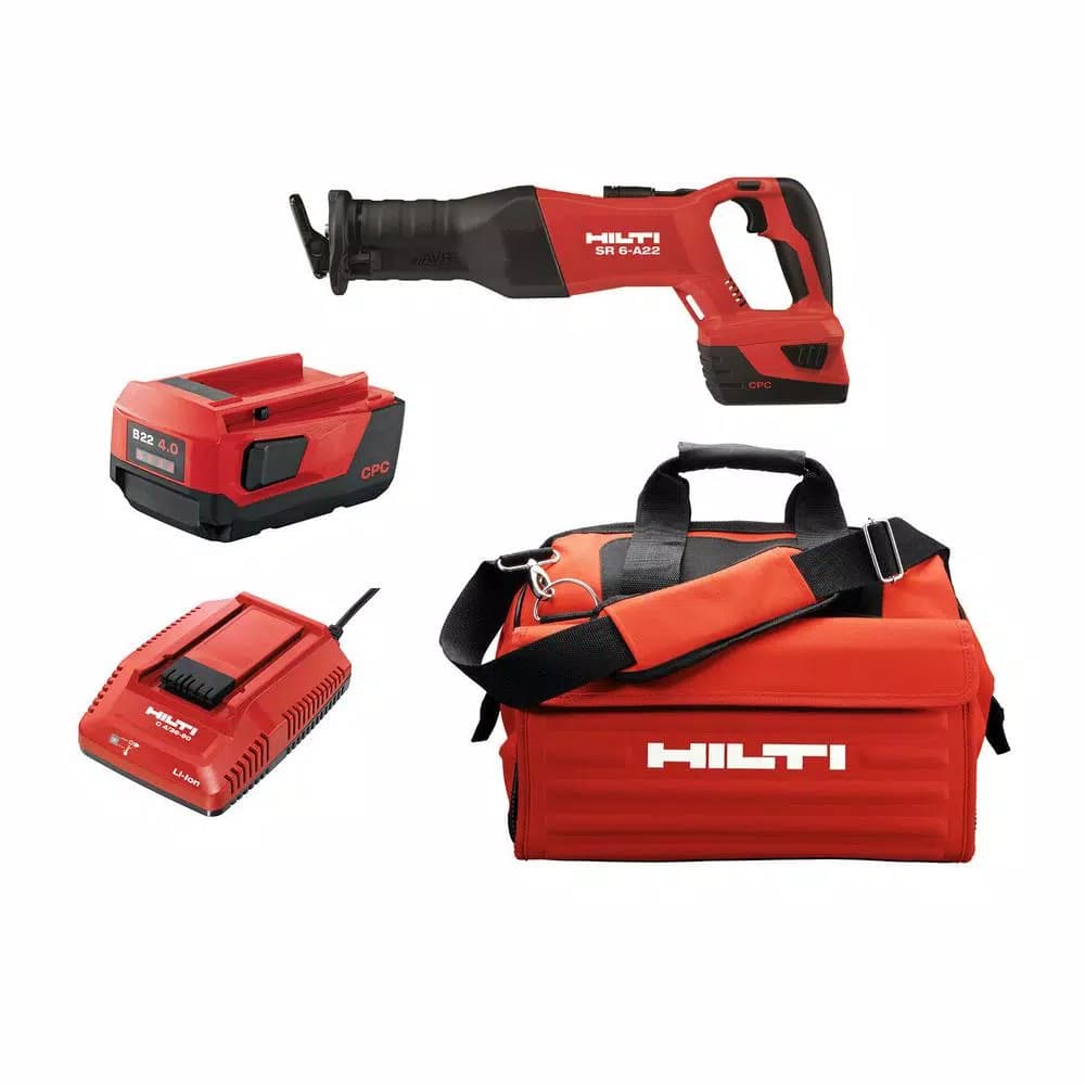 Hilti SR6 A 22V Cordless Brushless Reciprocating Saw Kit with 2 Batteries and Charger