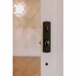 Delaney Briona Black Single Cylinder Deadbolt Entry Door Handleset with Santo Mushroom Style Interior Knob thumbnail 4